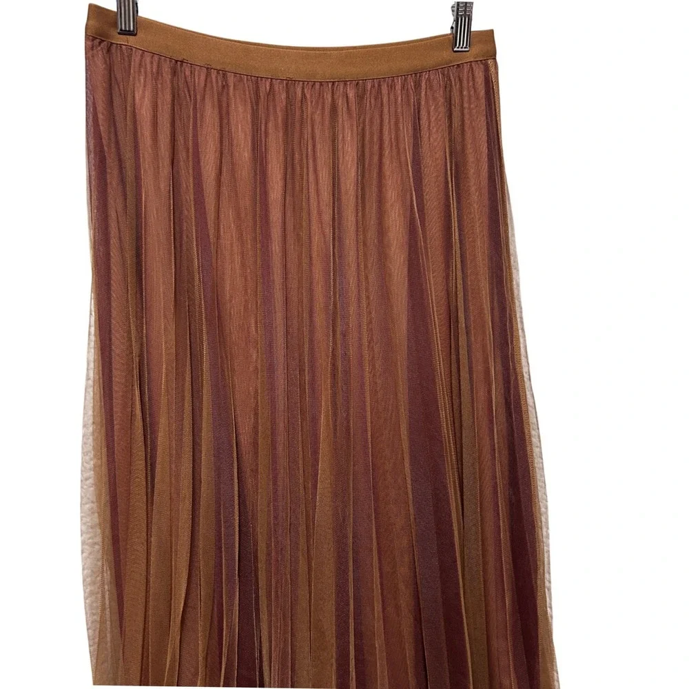 Hem And Thread Women Whimsy Fairy‎ Skirt M Brown Burgundy Tulle Pleated Romantic